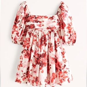 Abercrombie Emerson Ruched Puff Sleeve Mini Dress